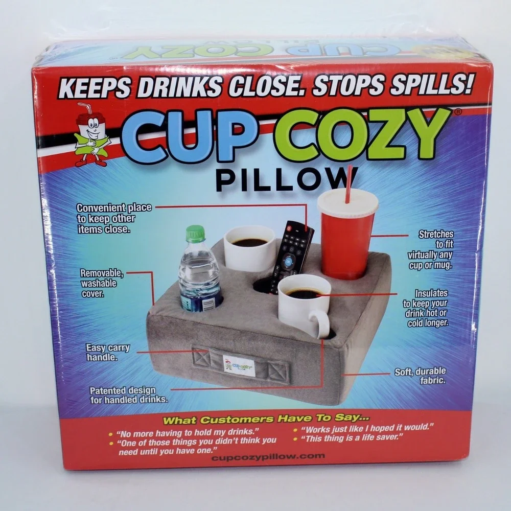 Couch Cup Cozy Pillow Drink Holder Couch Bed Car Travel Tray Organizer NEW